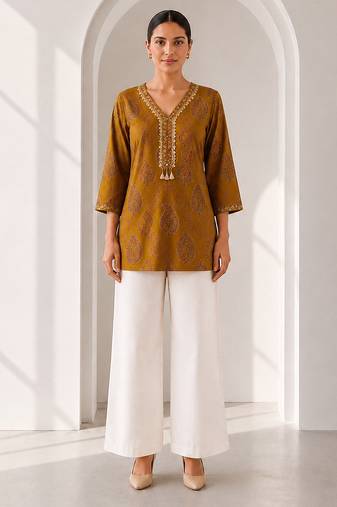 Philauri women's mustard short kurti
