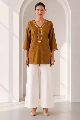 Philauri women's mustard short kurti