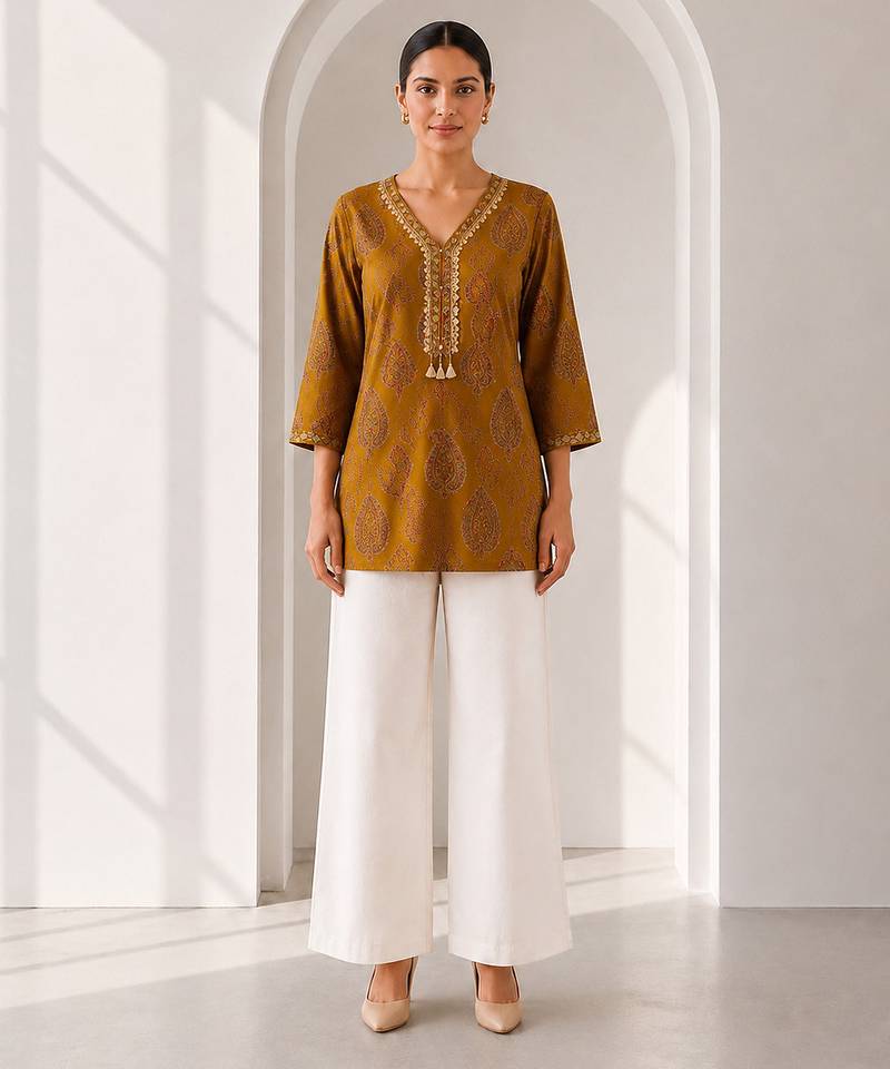Philauri women's mustard short kurti