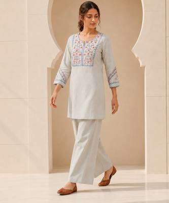 Philauri women light blue embroiderd co-ord set 5