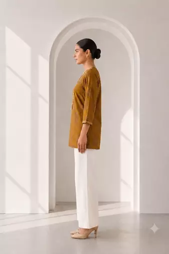 Philauri women's mustard short kurti