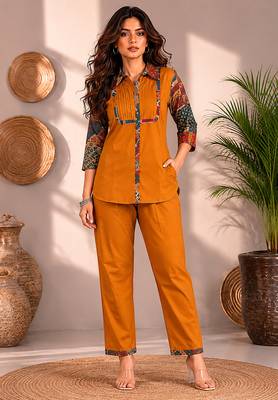Philauri women musterd printed co-ord set 1