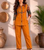 Philauri women musterd printed co-ord set