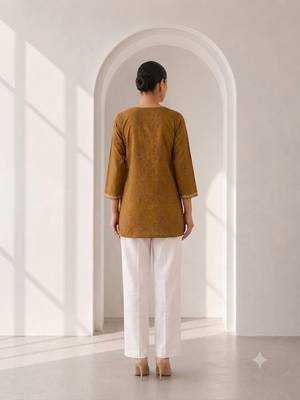 Philauri women's mustard short kurti 4