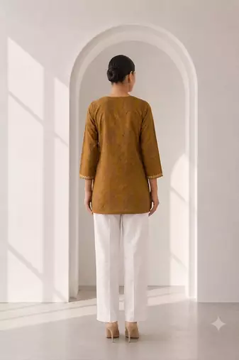 Philauri women's mustard short kurti