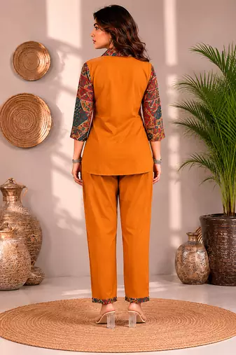 Philauri women musterd printed co-ord set