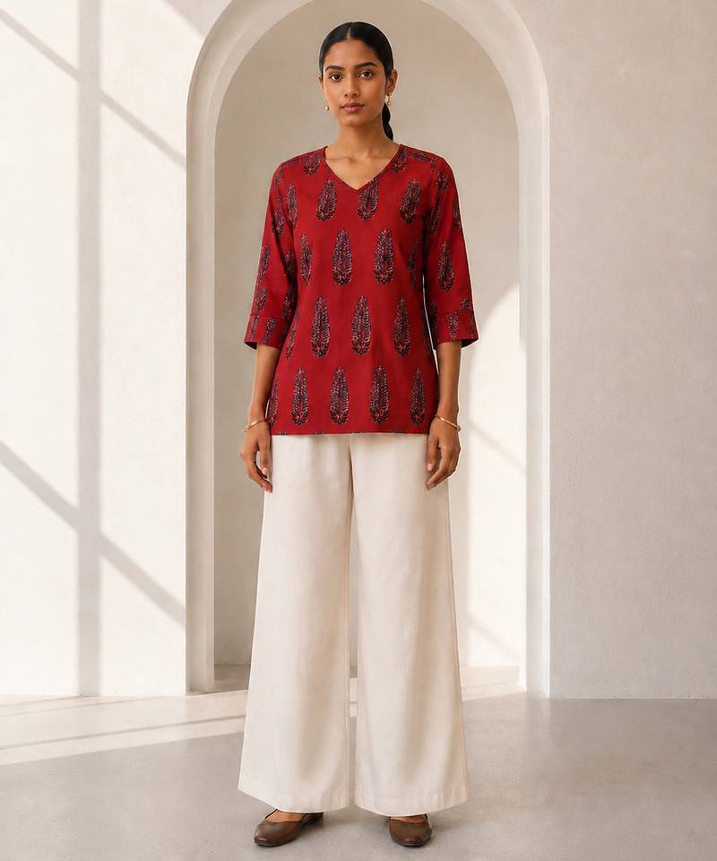 Philauri women's rust red short kurti