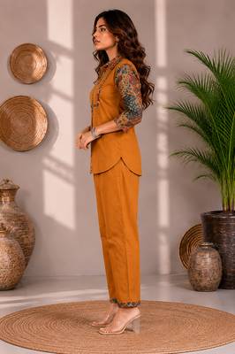 Philauri women musterd printed co-ord set 4