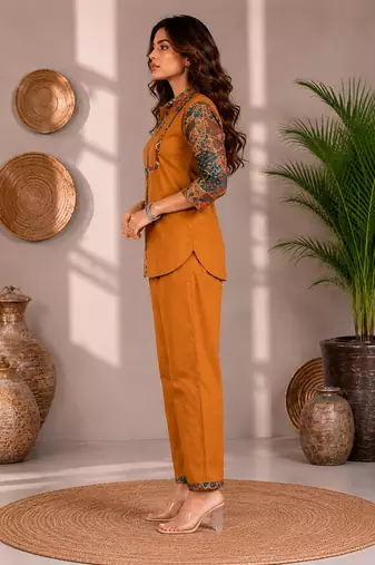 Philauri women musterd printed co-ord set