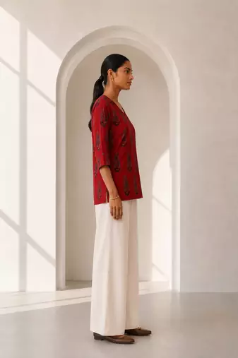 Philauri women's rust red short kurti