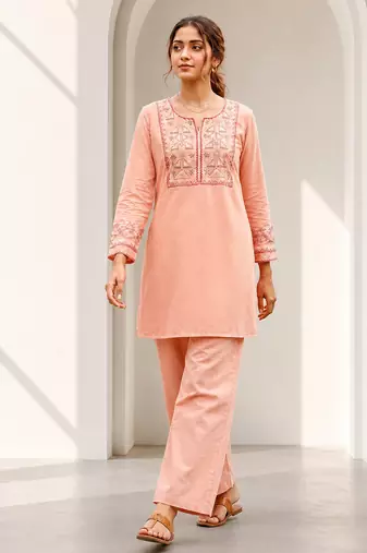 Philauri women pink embroiderd co-ord set
