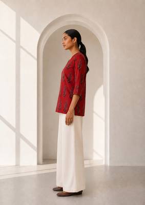 Philauri women's rust red short kurti 4