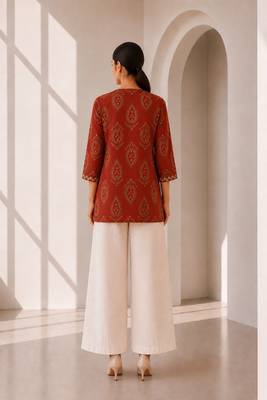 Philauri women's red short kurti 2