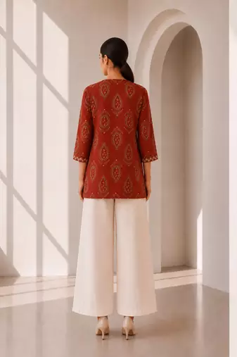 Philauri women's red short kurti
