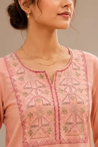 Philauri women pink embroiderd co-ord set