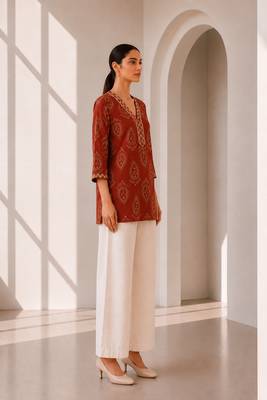 Philauri women's red short kurti 4