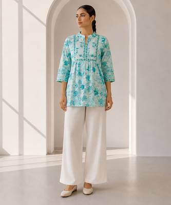 Philauri women's white short kurti 1