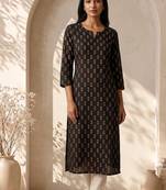 Philauri women’s black printed straight kurta