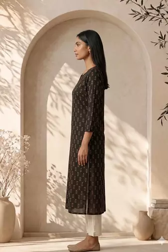 Philauri women’s black printed straight kurta