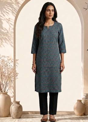 Philauri women blue printed straight kurta 1