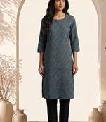 Philauri women blue printed straight kurta