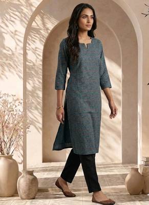 Philauri women blue printed straight kurta 5