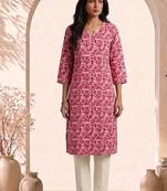 Philauri women pink printed straight kurta