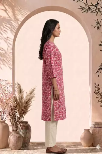Philauri women pink printed straight kurta