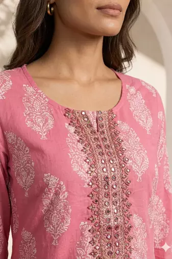 Philauri women pink printed straight kurta