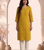 Philauri women yellow buta printed straight kurta