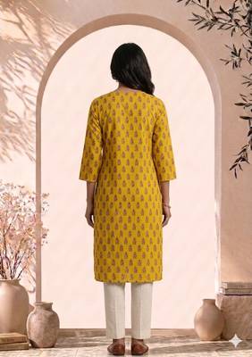 Philauri women yellow buta printed straight kurta 2