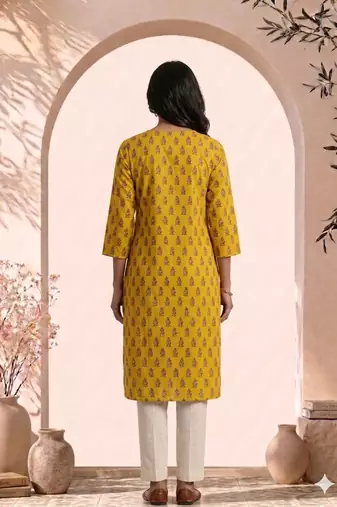 Philauri women yellow buta printed straight kurta
