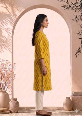 Philauri women yellow buta printed straight kurta 4