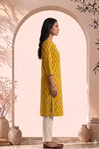 Philauri women yellow buta printed straight kurta