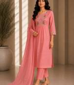 Philauri women's embroidered pink kurta set