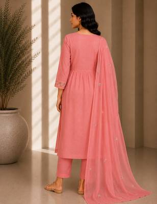 Philauri women's embroidered pink kurta set 2