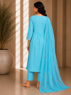 Philauri women's embroidered sky blue kurta set 2