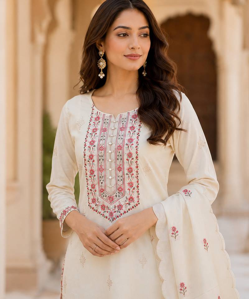 Embroidered straight kurta