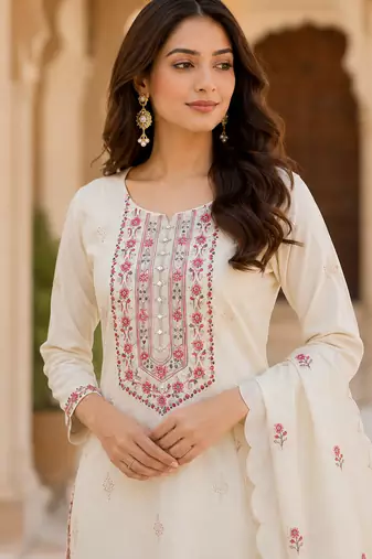 Embroidered straight kurta