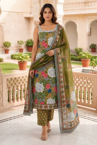 Women floral printed sleeveless kurta