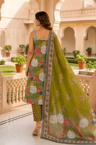 Women floral printed sleeveless kurta