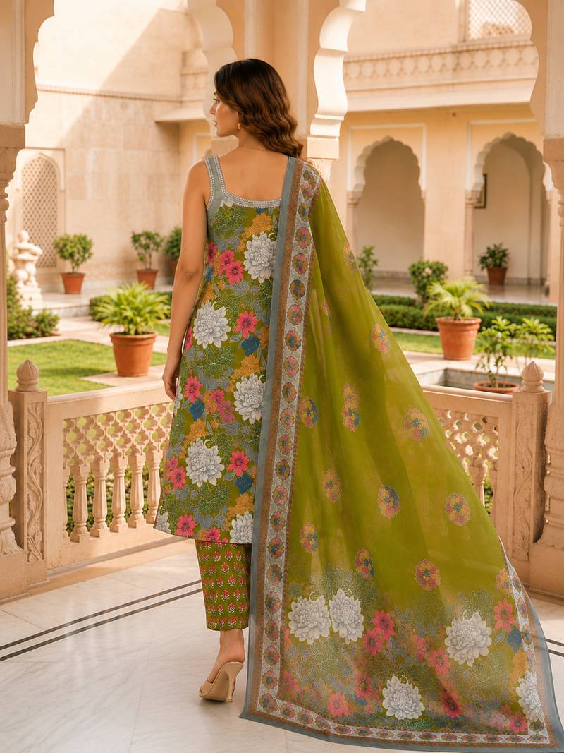 Women floral printed sleeveless kurta