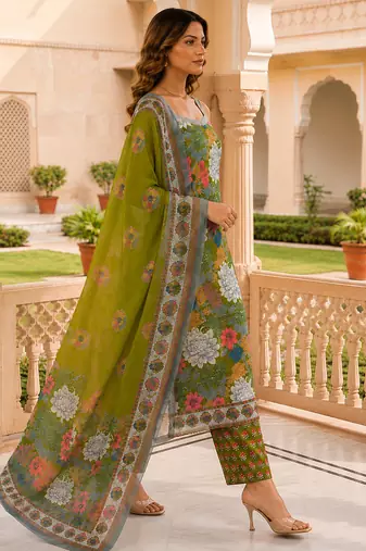 Women floral printed sleeveless kurta