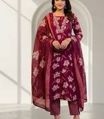 Women floral printed kurta pant with dupatta set