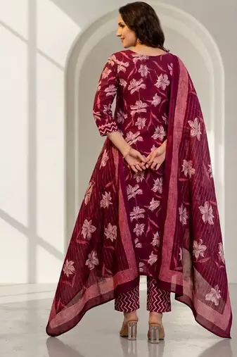 Women floral printed kurta pant with dupatta set