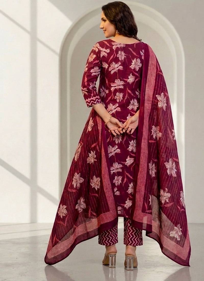 Women floral printed kurta pant with dupatta set