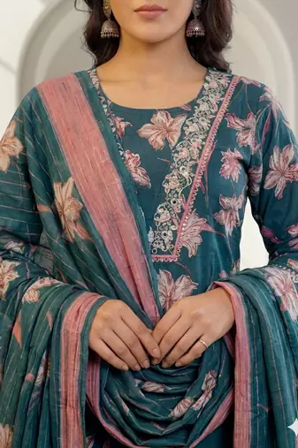 Women floral printed kurta pant with dupatta set
