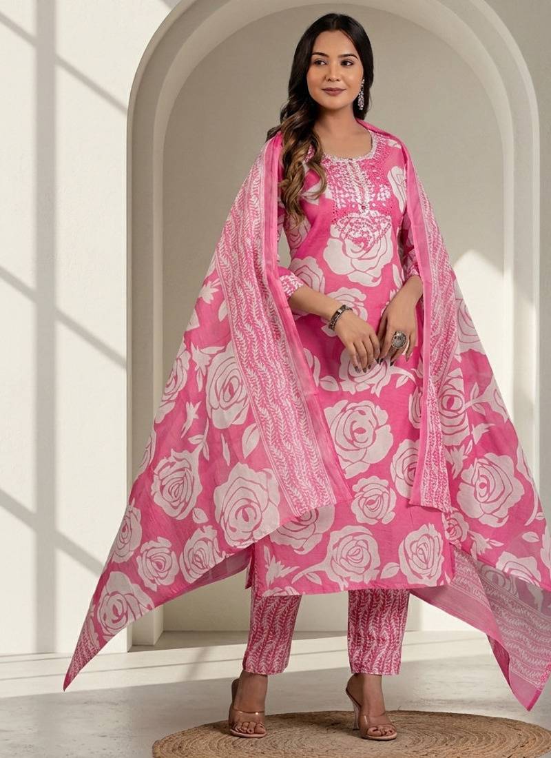 Women floral printed kurta pant with dupatta set