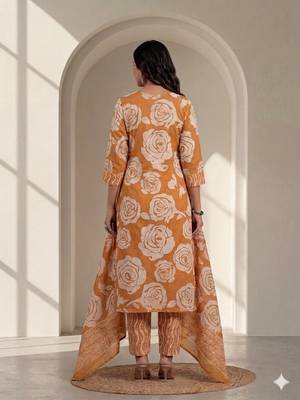 Women floral printed kurta pant with dupatta set 2