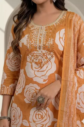 Women floral printed kurta pant with dupatta set